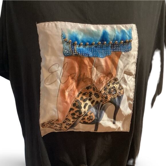 Top Fashion of NY blouse tunic top DIVA long with front slits Size 2x heels sexy - Picture 3 of 5